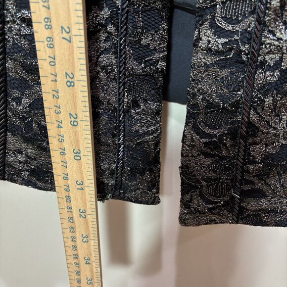 Louise Ricci Black Evening Jacket Women 22 Lace Ruffles Metallic Beaded Wedding - Picture 4 of 9
